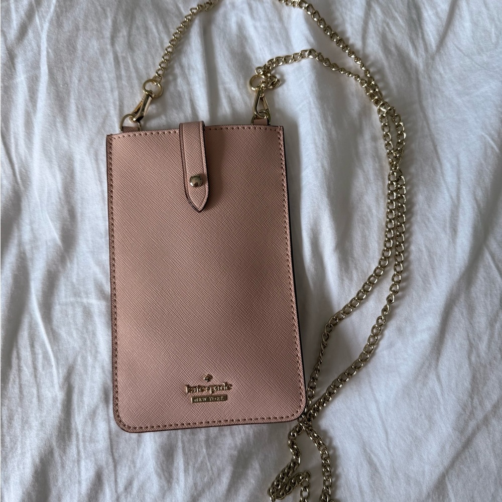Kate Spade Blush Phone Wallet Crossbody with Gold Chain